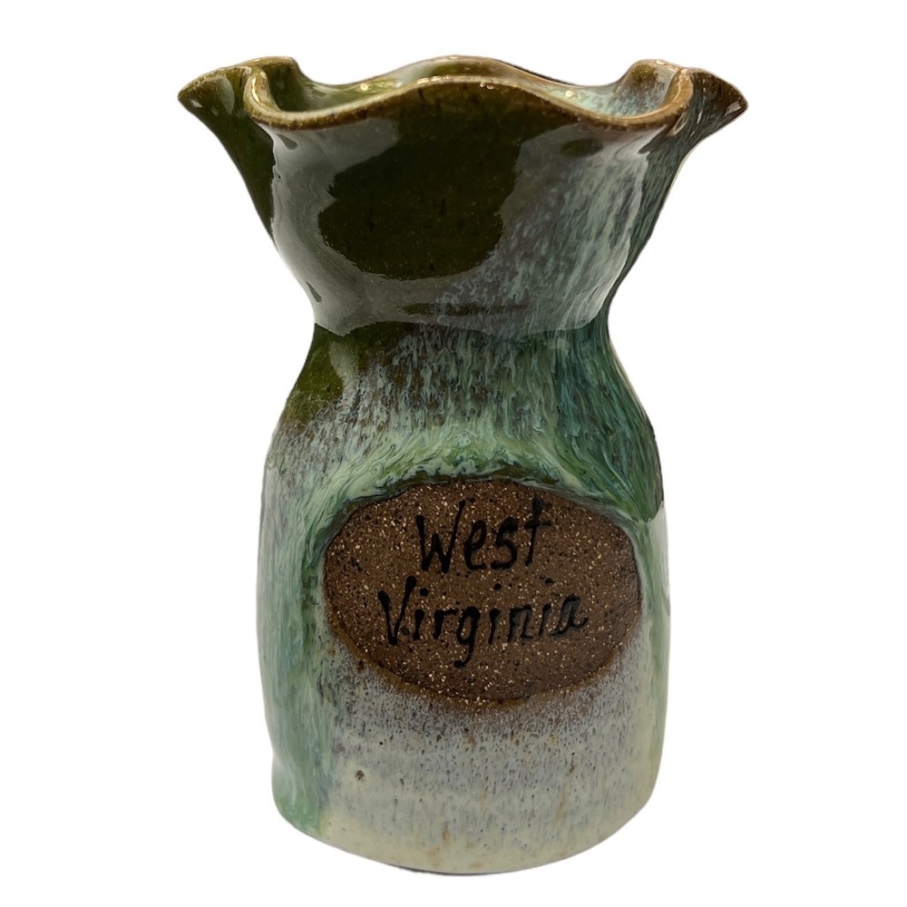 Vintage Handmade ‘West Virginia’ - Carmen’s Pottery Bud Vase - 4” tall - 2” wide